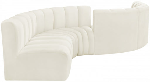 Meridian Furniture - Arc Velvet 6 Piece Sectional in Cream - 103Cream-S6D - GreatFurnitureDeal