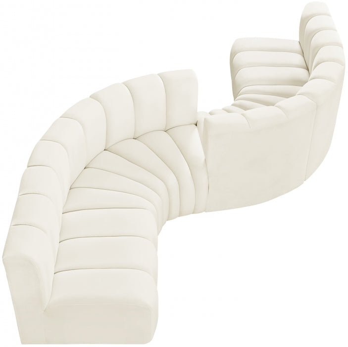 Meridian Furniture - Arc Velvet 6 Piece Sectional in Cream - 103Cream-S6D - GreatFurnitureDeal