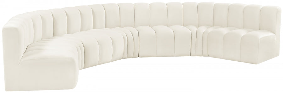 Meridian Furniture - Arc Velvet 7 Piece Sectional in Cream -103Cream-S7B