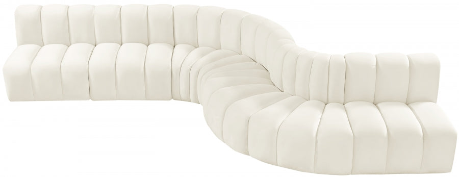 Meridian Furniture - Arc Velvet 7 Piece Sectional in Cream - 103Cream-S7C