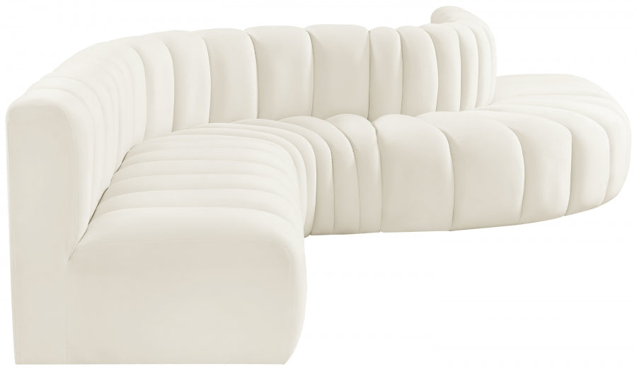 Meridian Furniture - Arc Velvet 7 Piece Sectional in Cream - 103Cream-S7C