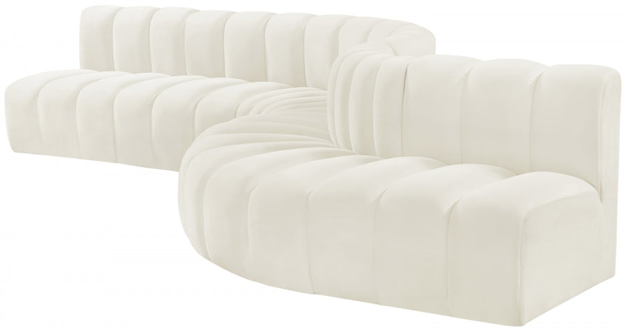 Meridian Furniture - Arc Velvet 7 Piece Sectional in Cream - 103Cream-S7C