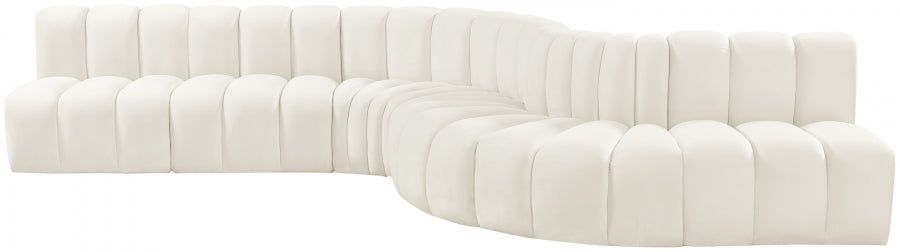 Meridian Furniture - Arc Velvet 7 Piece Sectional in Cream - 103Cream-S7C