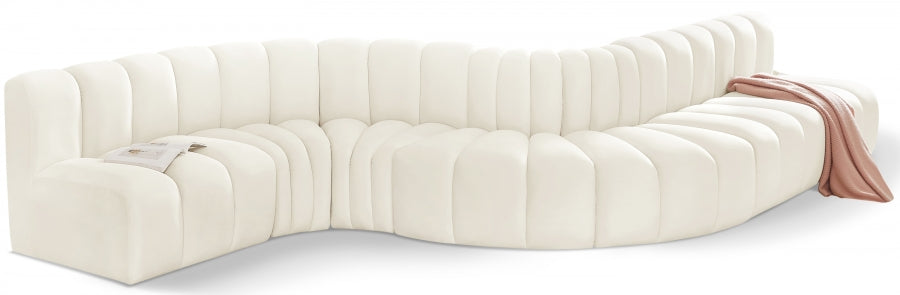 Meridian Furniture - Arc Velvet 7 Piece Sectional in Cream - 103Cream-S7C