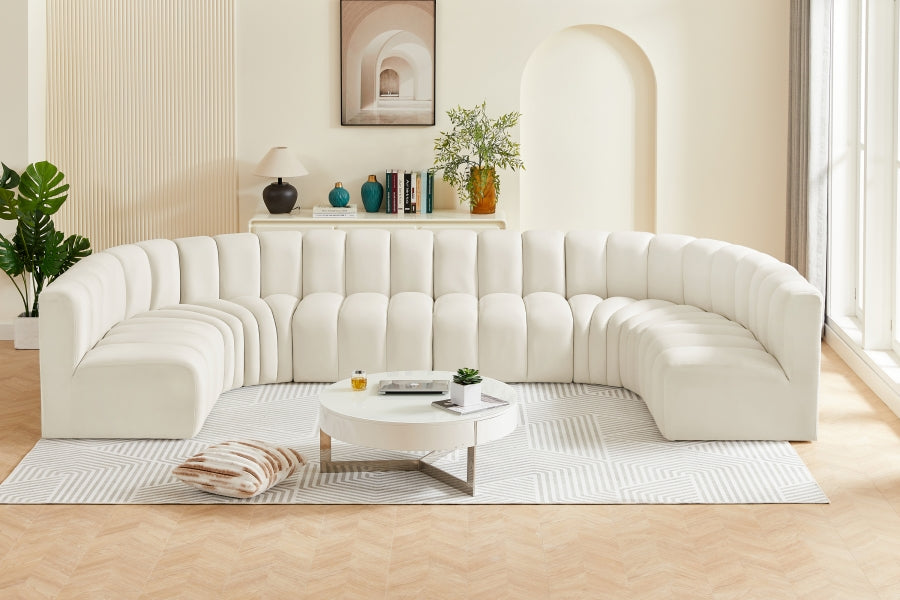 Meridian Furniture - Arc Velvet 8 Piece Sectional in Cream - 103Cream-S8A