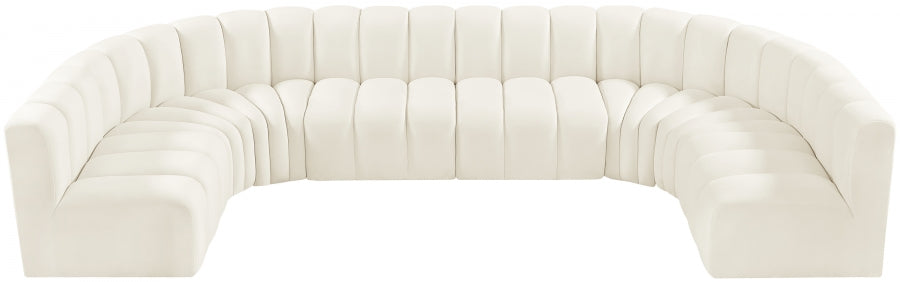 Meridian Furniture - Arc Velvet 8 Piece Sectional in Cream - 103Cream-S8A