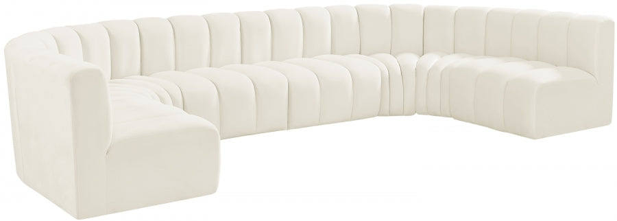 Meridian Furniture - Arc Velvet 8 Piece Sectional in Cream - 103Cream-S8A