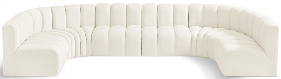 Meridian Furniture - Arc Velvet 8 Piece Sectional in Cream - 103Cream-S8A