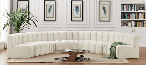 Meridian Furniture - Arc Velvet 8 Piece Sectional in Cream - 103Cream-S8B - GreatFurnitureDeal