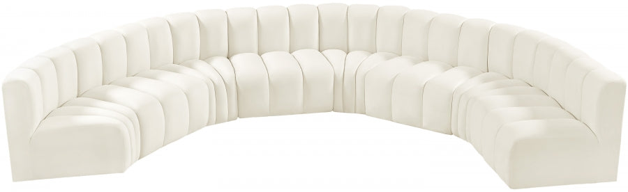 Meridian Furniture - Arc Velvet 8 Piece Sectional in Cream - 103Cream-S8B - GreatFurnitureDeal