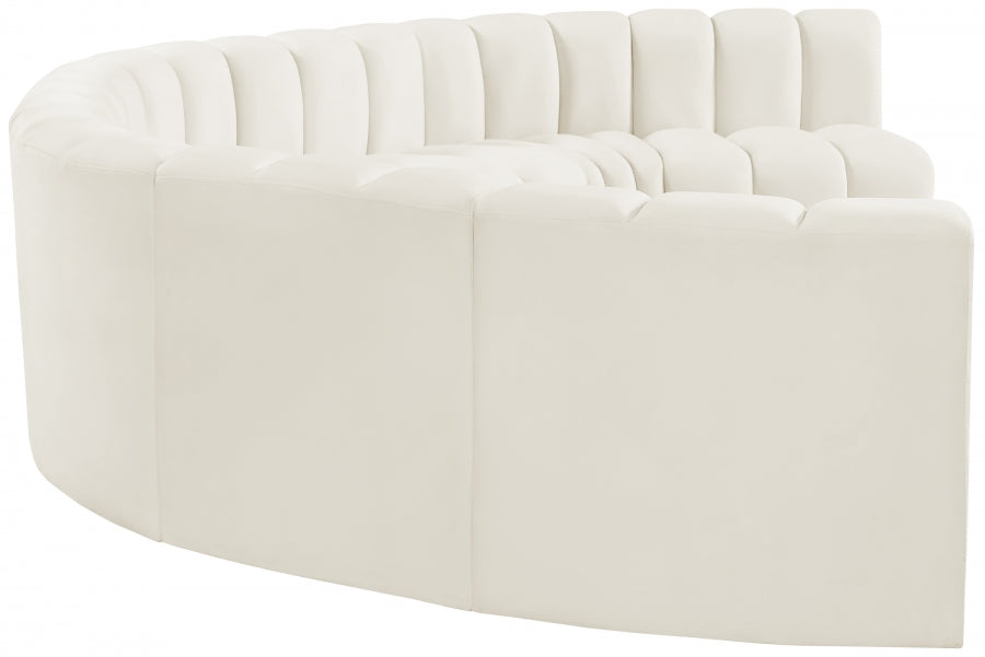 Meridian Furniture - Arc Velvet 8 Piece Sectional in Cream - 103Cream-S8B - GreatFurnitureDeal