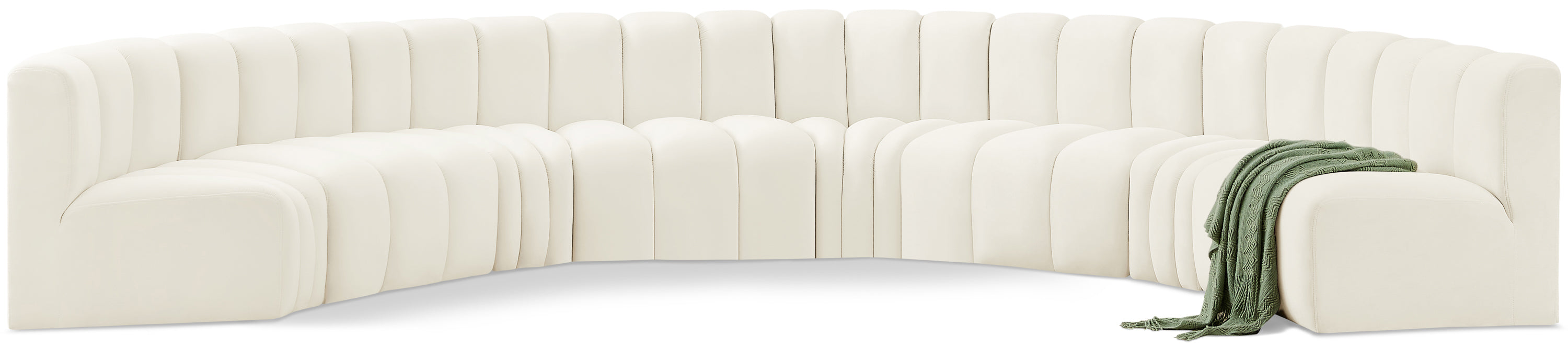 Meridian Furniture - Arc Velvet 8 Piece Sectional in Cream - 103Cream-S8B - GreatFurnitureDeal