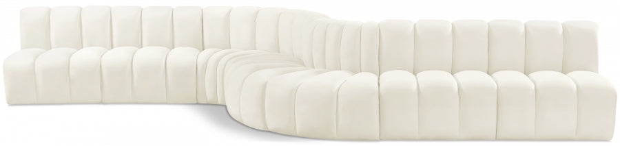 Meridian Furniture - Arc Velvet 8 Piece Sectional in Cream - 103Cream-S8C - GreatFurnitureDeal