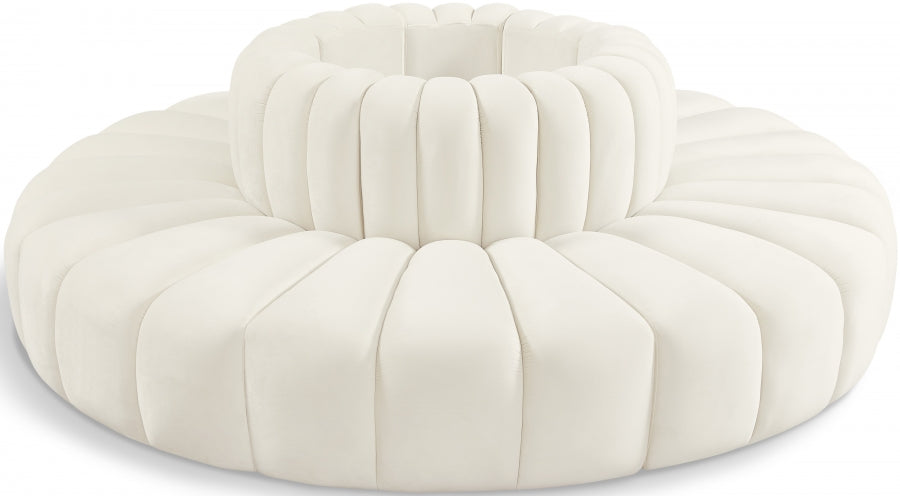 Meridian Furniture - Arc Velvet 8 Piece Sectional in Cream - 103Cream-S8D - GreatFurnitureDeal