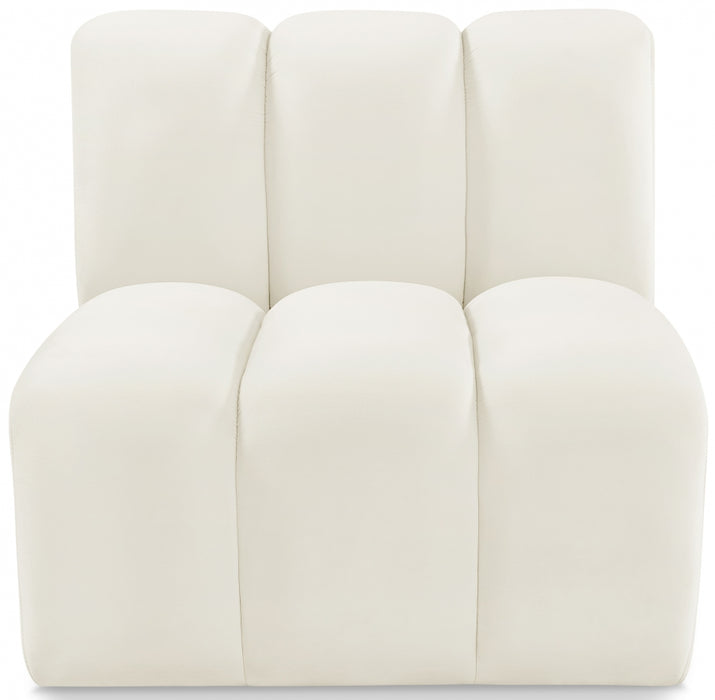 Meridian Furniture - Arc Velvet Modular Chair in Cream - 103Cream-ST - GreatFurnitureDeal
