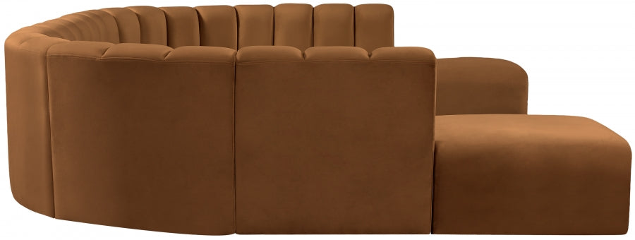 Meridian Furniture - Arc Leather 10 Piece Modular Sectional in Saddle - 103Saddle-S10A - GreatFurnitureDeal