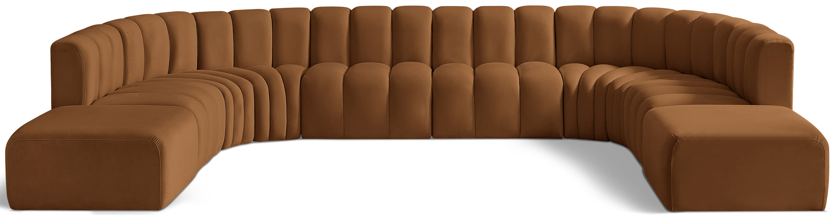 Meridian Furniture - Arc Leather 10 Piece Modular Sectional in Saddle - 103Saddle-S10A - GreatFurnitureDeal