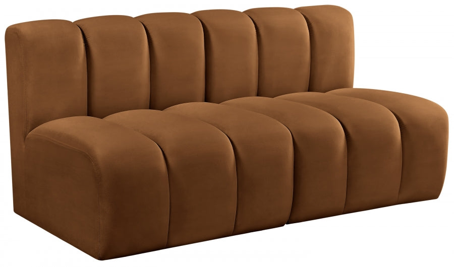 Meridian Furniture - Arc Velvet Modular Sofa in Saddle - 103Saddle-S2A - GreatFurnitureDeal