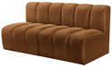 Meridian Furniture - Arc Velvet Modular Sofa in Saddle - 103Saddle-S2A - GreatFurnitureDeal