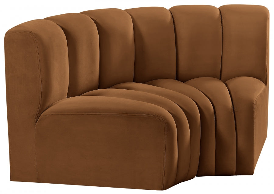 Meridian Furniture - Arc Velvet Modular Sofa in Saddle - 103Saddle-S2B - GreatFurnitureDeal