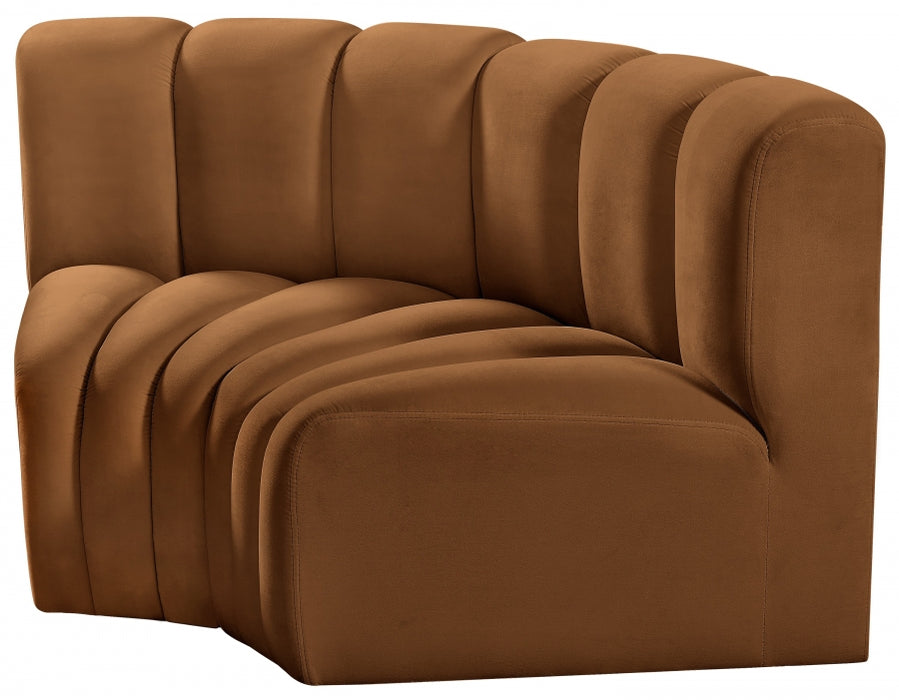 Meridian Furniture - Arc Velvet Modular Sofa in Saddle - 103Saddle-S2B - GreatFurnitureDeal