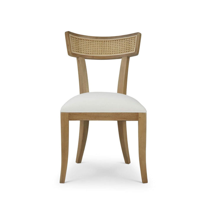 Bramble - Beatrice Dining Chair in Fruitwood w/ Arctic White Performance Fabric & Rattan Natural on Back (Set of 2) - 28547FRWSF204RNAT---