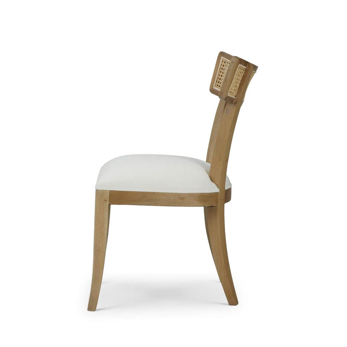 Bramble - Beatrice Dining Chair in Fruitwood w/ Arctic White Performance Fabric & Rattan Natural on Back (Set of 2) - 28547FRWSF204RNAT---