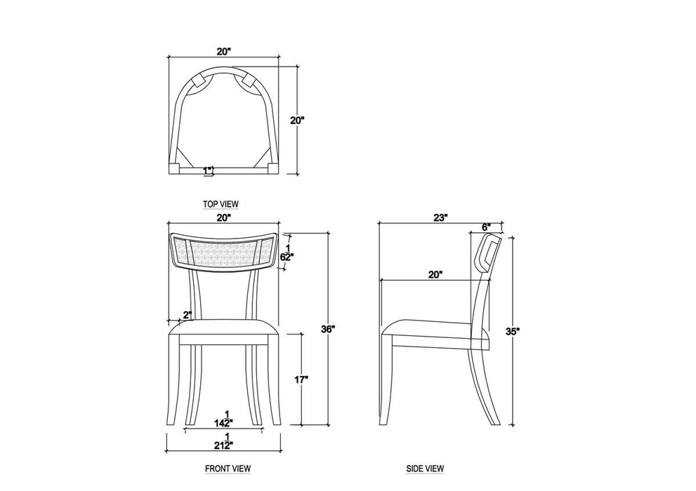 Bramble - Beatrice Dining Chair in Fruitwood w/ Arctic White Performance Fabric & Rattan Natural on Back (Set of 2) - 28547FRWSF204RNAT---