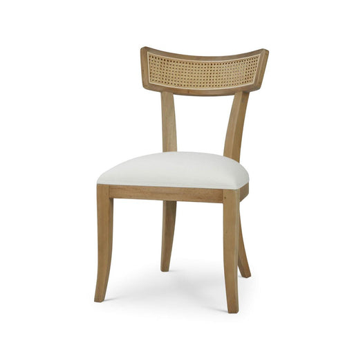 Bramble - Beatrice Dining Chair in Fruitwood w/ Arctic White Performance Fabric & Rattan Natural on Back (Set of 2) - 28547FRWSF204RNAT--- - GreatFurnitureDeal
