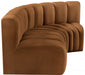 Meridian Furniture - Arc Velvet Modular Sofa in Saddle - 103Saddle-S3A - GreatFurnitureDeal