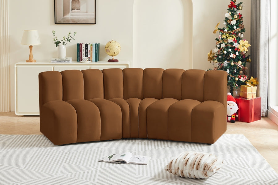 Meridian Furniture - Arc Velvet Modular Sofa in Saddle - 103Saddle-S3B - GreatFurnitureDeal