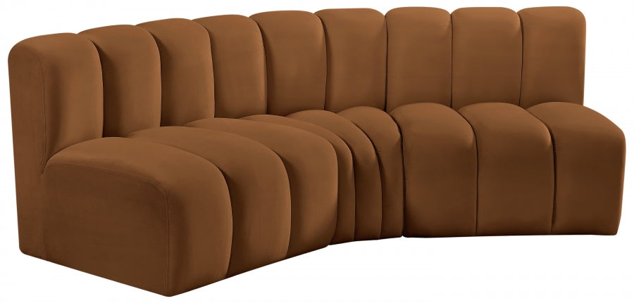 Meridian Furniture - Arc Velvet Modular Sofa in Saddle - 103Saddle-S3B - GreatFurnitureDeal