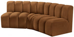 Meridian Furniture - Arc Velvet Modular Sofa in Saddle - 103Saddle-S3B - GreatFurnitureDeal