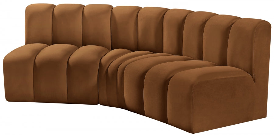 Meridian Furniture - Arc Velvet Modular Sofa in Saddle - 103Saddle-S3B - GreatFurnitureDeal