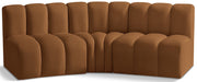 Meridian Furniture - Arc Velvet Modular Sofa in Saddle - 103Saddle-S3B - GreatFurnitureDeal