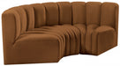 Meridian Furniture - Arc Velvet Modular Sofa in Saddle - 103Saddle-S3C - GreatFurnitureDeal