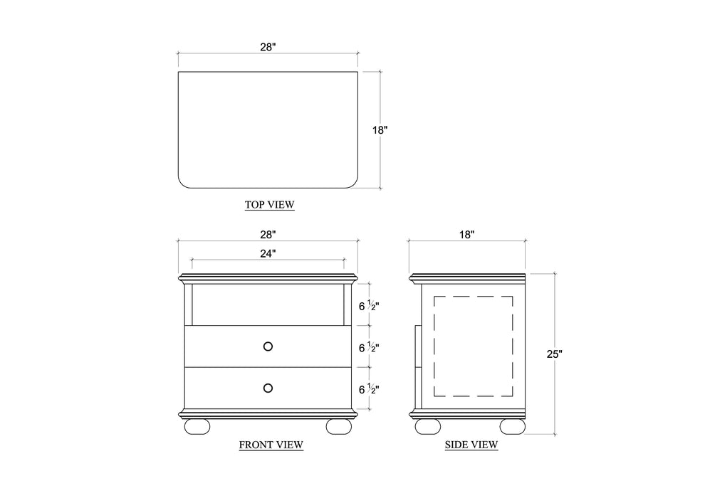 Bramble - Luna Open Shelf w/ 2 Drawers Bedside Table - BR-28550 - GreatFurnitureDeal