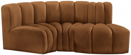 Meridian Furniture - Arc Velvet Modular Sofa in Saddle - 103Saddle-S3D - GreatFurnitureDeal