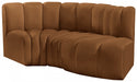 Meridian Furniture - Arc Velvet Modular Sofa in Saddle - 103Saddle-S3D - GreatFurnitureDeal