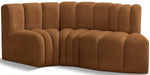 Meridian Furniture - Arc Velvet Modular Sofa in Saddle - 103Saddle-S3D - GreatFurnitureDeal