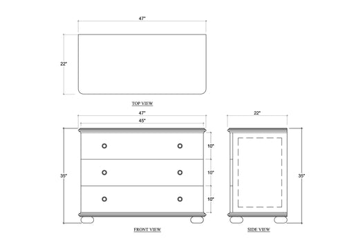 Bramble - Luna 3 Drawer Dresser - BR-28552 - GreatFurnitureDeal