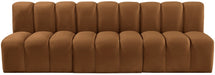 Meridian Furniture - Arc Velvet Modular Sofa in Saddle - 103Saddle-S3F - GreatFurnitureDeal