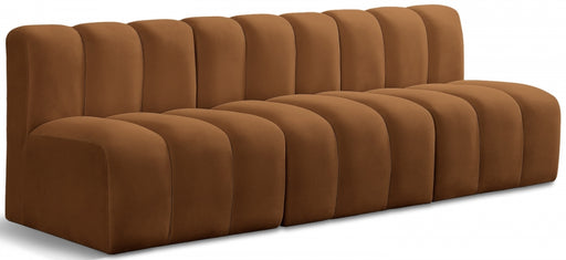 Meridian Furniture - Arc Velvet Modular Sofa in Saddle - 103Saddle-S3F - GreatFurnitureDeal