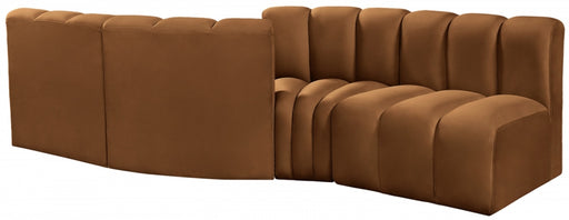 Meridian Furniture - Arc Velvet 4 Piece Sectional in Saddle - 103Saddle-S4A - GreatFurnitureDeal