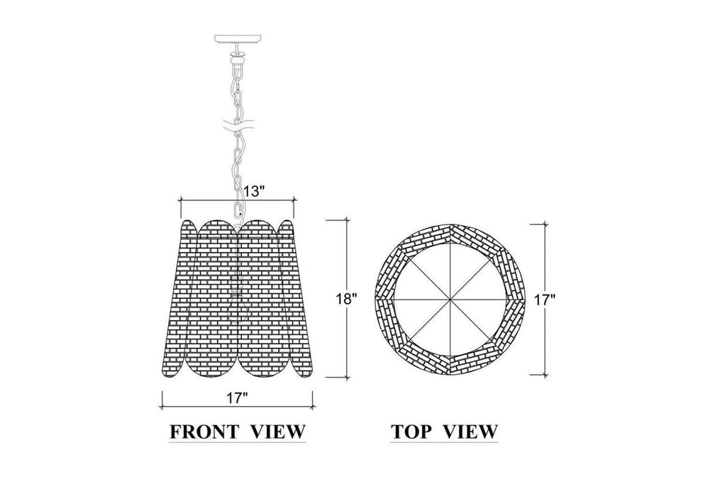 Bramble - Scalloped Rattan Pendant in Rattan Natural - 28554RNAT-----