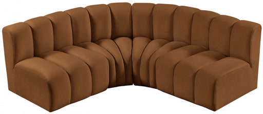 Meridian Furniture - Arc Velvet 4 Piece Sectional in Saddle - 103Saddle-S4B - GreatFurnitureDeal