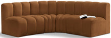 Meridian Furniture - Arc Velvet 4 Piece Sectional in Saddle - 103Saddle-S4B - GreatFurnitureDeal