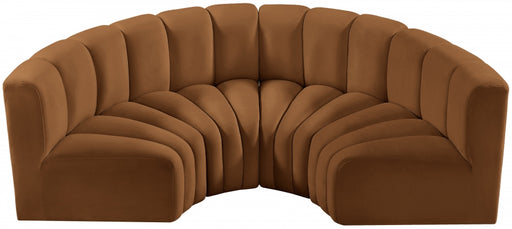 Meridian Furniture - Arc Velvet 4 Piece Sectional in Saddle - 103Saddle-S4C - GreatFurnitureDeal