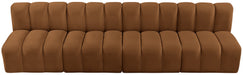 Meridian Furniture - Arc Velvet 4 Piece Sectional in Saddle - 103Saddle-S4E - GreatFurnitureDeal