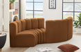 Meridian Furniture - Arc Velvet 4 Piece Sectional in Saddle - 103Saddle-S4F - GreatFurnitureDeal